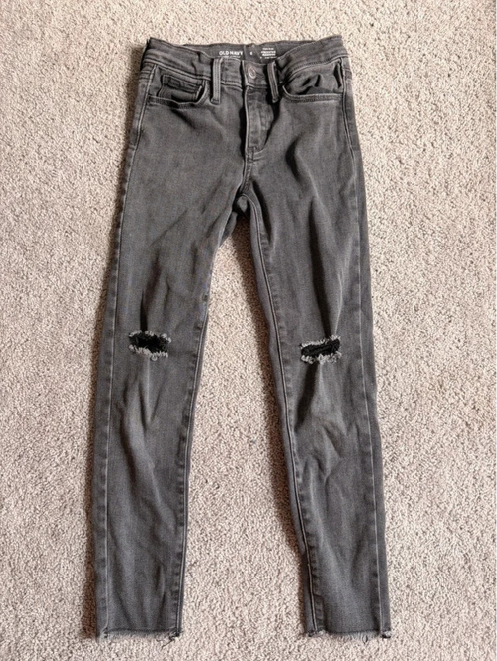 Old Navy Girls High-Rise Rockstar Jeggings Gray Distressed Size 8